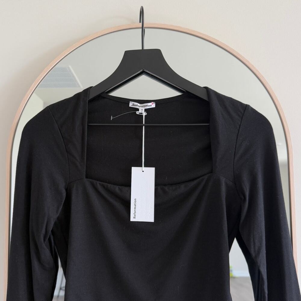 Reformation Lucca Long-Sleeve Knit Top Black - Picture 4 of 5